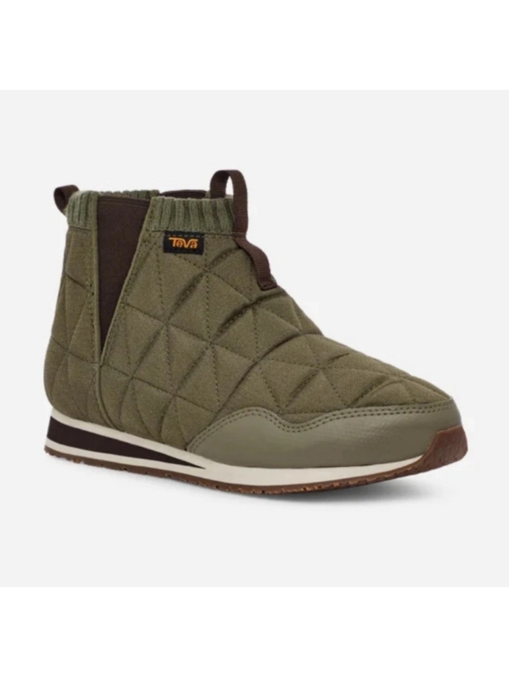 Teva Womens Ember Mid Quilted Slip-on Bootie in Olive Green sz 7